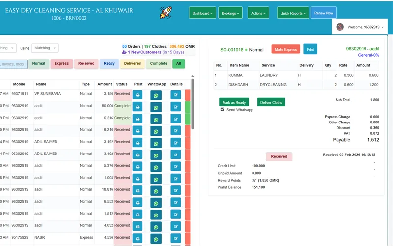 LIBAS Laundry App Dashboard
